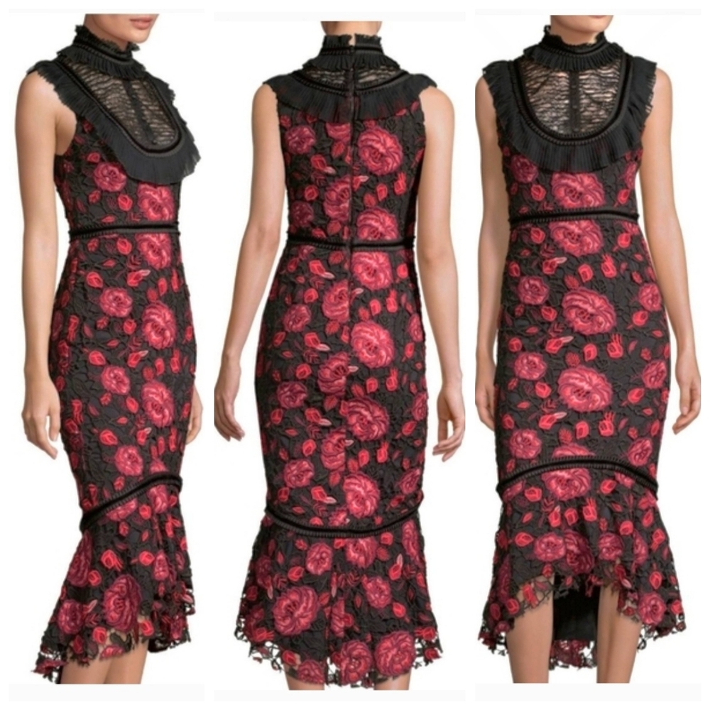 The Alice + Olivia Evelina Lace Rose Mermaid Dress Size 6 - Picture 3 of 16